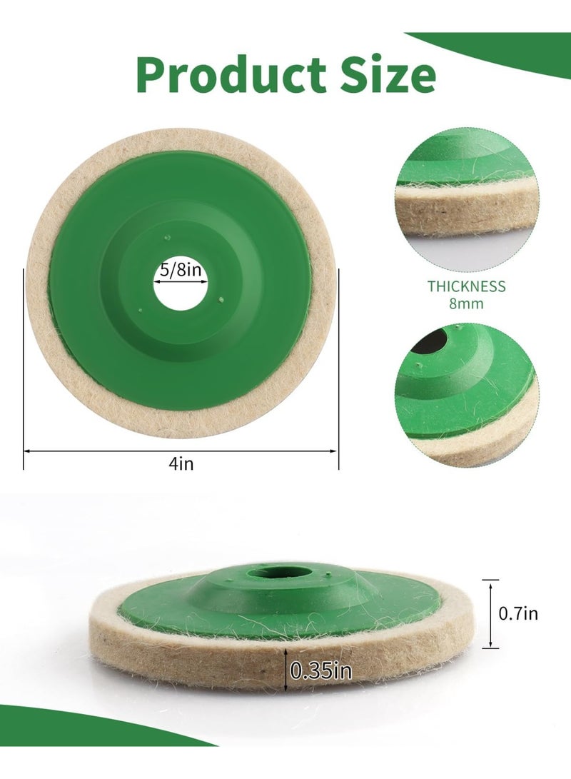 غنافوتو 8 عبوات مقاس 4 بوصة من أقراص التلميع المصنوعة من الصوف الفاخر، عجلات تلميع سهلة الاستخدام للمطاحن ذات الزوايا، مثالية لتلميع الخشب والمعادن والبلاستيك والسيراميك (قطر التجويف 5/8 بوصة) - Image 2