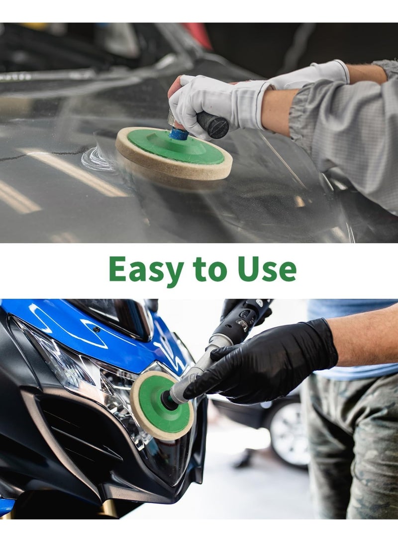 غنافوتو 8 عبوات مقاس 4 بوصة من أقراص التلميع المصنوعة من الصوف الفاخر، عجلات تلميع سهلة الاستخدام للمطاحن ذات الزوايا، مثالية لتلميع الخشب والمعادن والبلاستيك والسيراميك (قطر التجويف 5/8 بوصة) - Image 5