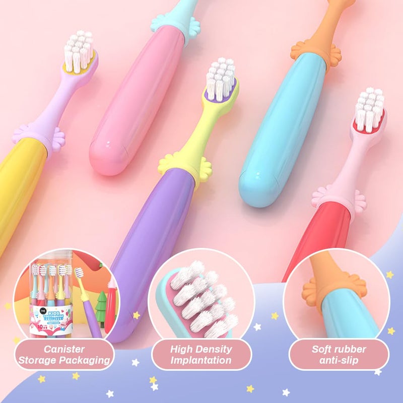 HANNEA® Ultra Soft Bristles Kids Toothbrush - Pack of 10, Rubberized Handle Design for Ages 2-6, Ensures Gentle & Thorough Cleaning, Ideal for Small Oral Cavities, Multicolor for Easy Identification - Image 4
