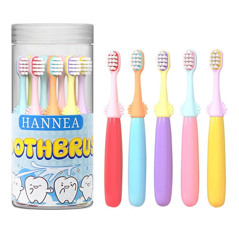 HANNEA® Ultra Soft Bristles Kids Toothbrush - Pack of 10, Rubberized Handle Design for Ages 2-6, Ensures Gentle & Thorough Cleaning, Ideal for Small Oral Cavities, Multicolor for Easy Identification - Image 1