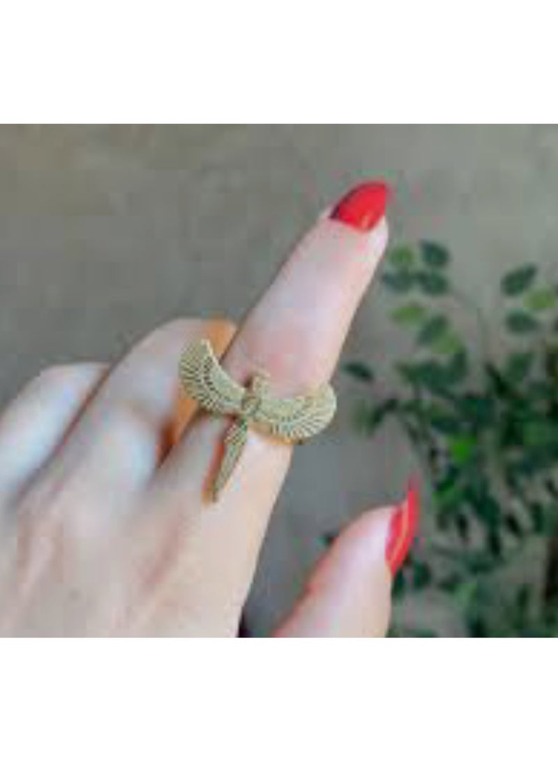 Luxuria Pharaonic ring, made of 316L stainless steel, electroplated in gold, adjustable size, rust-resistant jewelry - Image 2