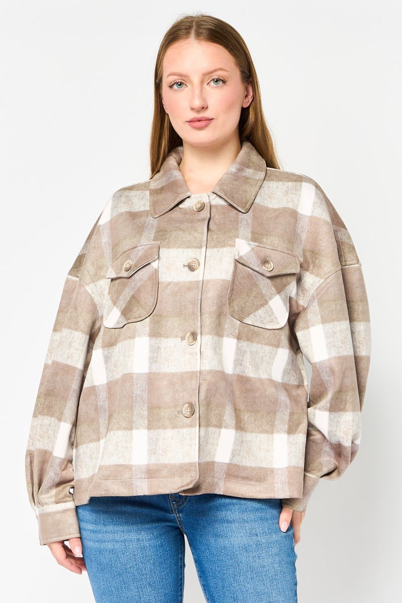 Bagatelle Women Plaid Jacket Shirt, Multicolor - Image 1