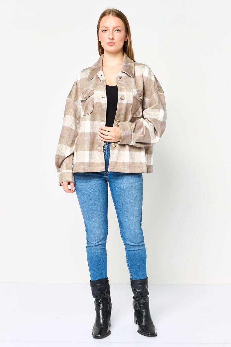 Bagatelle Women Plaid Jacket Shirt, Multicolor - Image 2