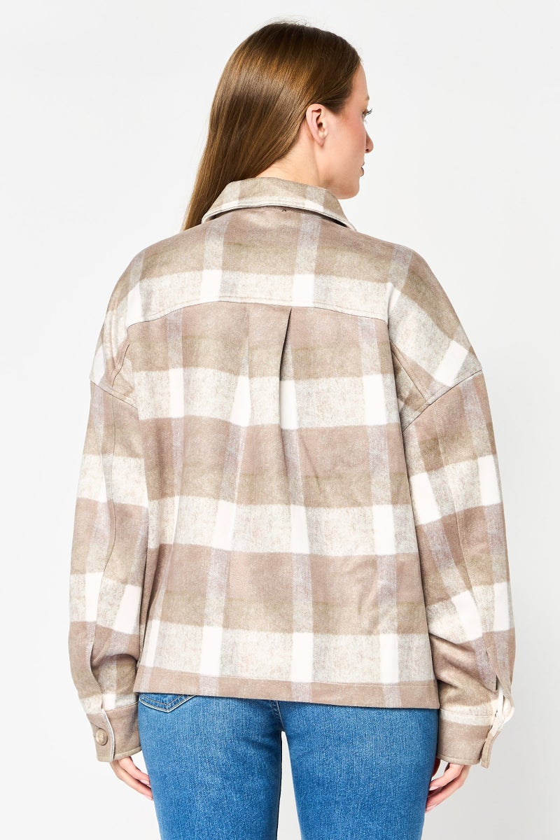 Bagatelle Women Plaid Jacket Shirt, Multicolor - Image 4