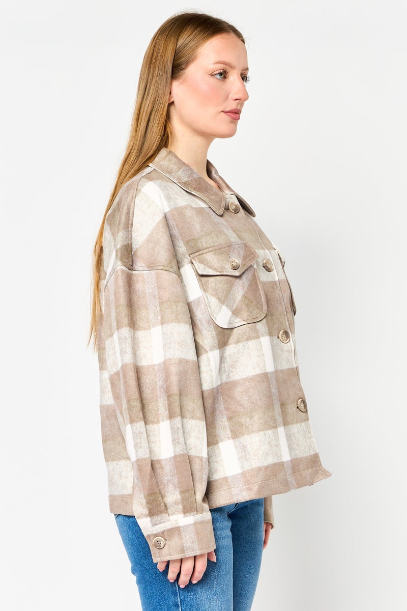 Bagatelle Women Plaid Jacket Shirt, Multicolor - Image 3