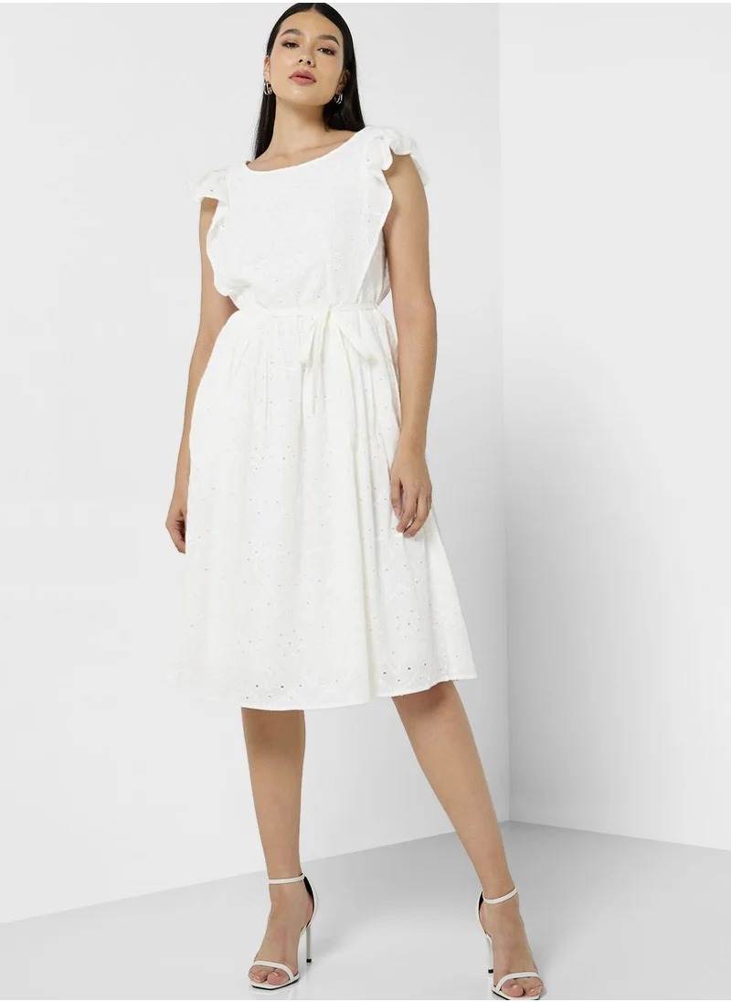 French Connection Ruffle Sleeve Printed Dress