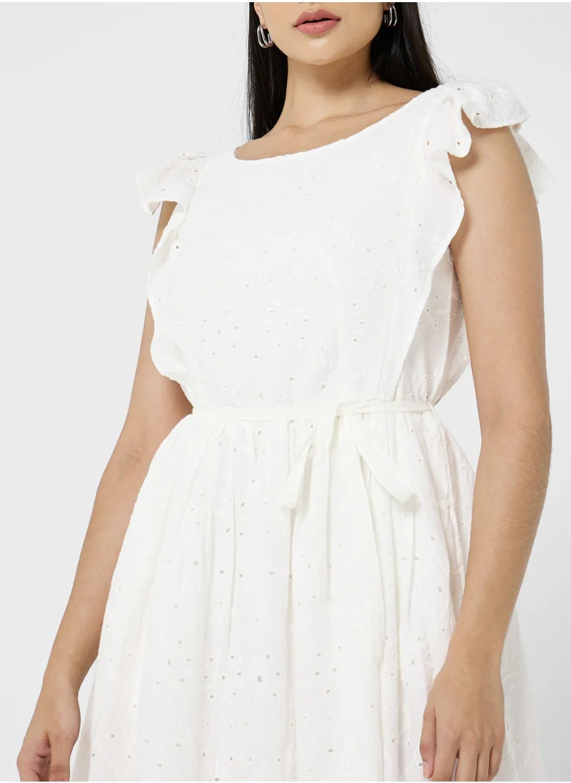 French Connection Ruffle Sleeve Printed Dress