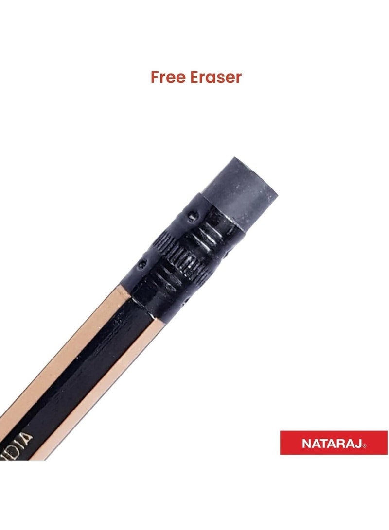 ناتاراج أقلام رصاص ناتاراج سداسية الشكل من الذهب HB رقم 2، 12 قطعة، برأس مطاطي ومبراة مجانية | أقلام رصاص جرافيت ممتازة للكتابة للاستخدام المدرسي والمكتبي - Image 5