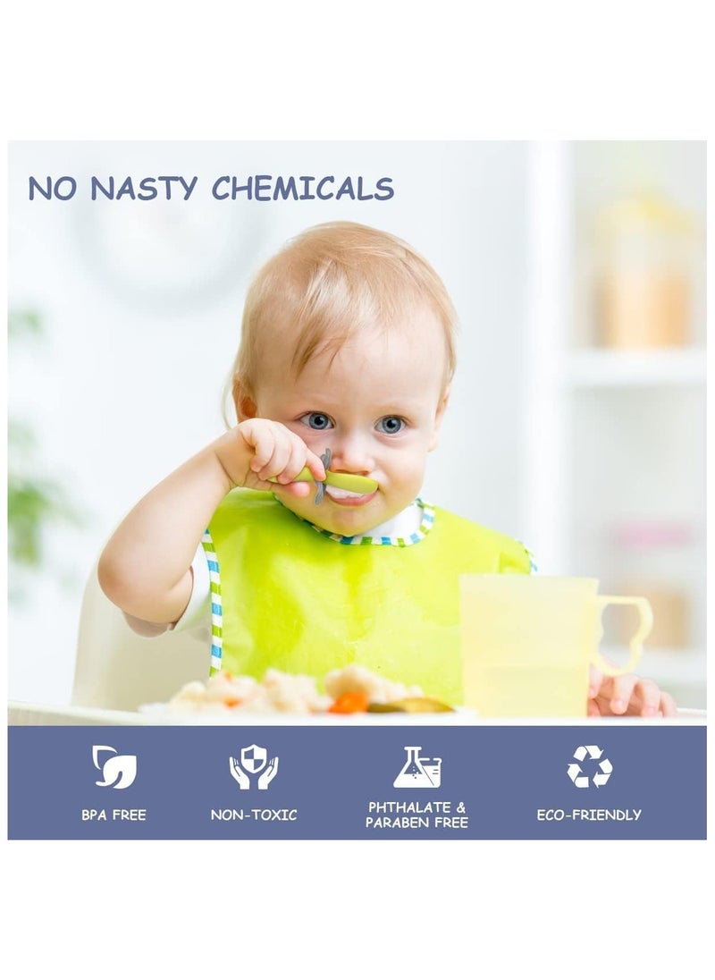Chabeia - Baby Fork and Spoon, Infant Self Baby Spoon Fork Self Feeding Utensil Set, Baby Cutlery Feeding Set Toddler Utensils Spoons Forks for Kids Self Feeding, Baby Learns to Eat with Short Handle Spoon - Image 1