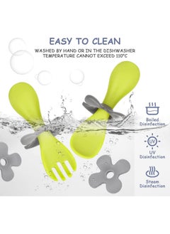 Chabeia Baby Fork and Spoon, Infant Self Baby Spoon Fork Self Feeding Utensil Set, Baby Cutlery Feeding Set Toddler Utensils Spoons Forks for Kids Self Feeding, Baby Learns to Eat with Short Handle Spoon  - Image 4