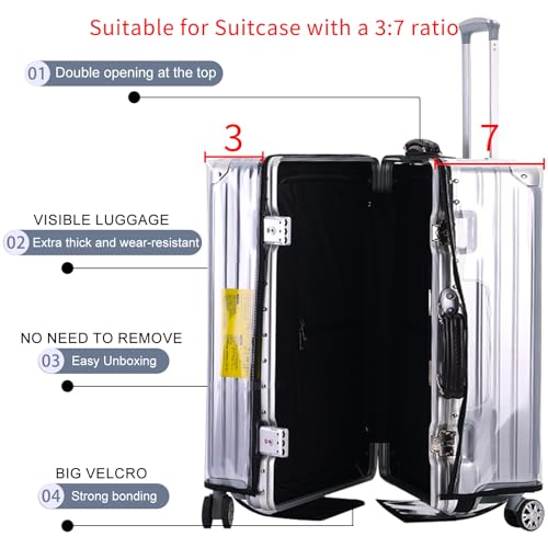 Veki Clear Suitcase Cover PVC Protector with Zip, Waterproof Transparent Luggage Cover Protective Bag, for Plastic Trolley Case Protect Suitcases from Scratch (Panax Pseudoginseng Open 30inch) - Image 3