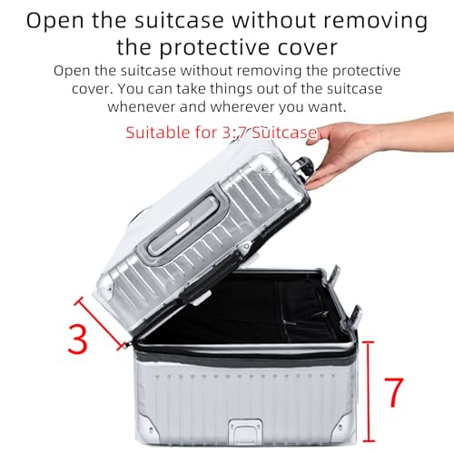 Veki Clear Suitcase Cover PVC Protector with Zip, Waterproof Transparent Luggage Cover Protective Bag, for Plastic Trolley Case Protect Suitcases from Scratch (Panax Pseudoginseng Open 30inch) - Image 2