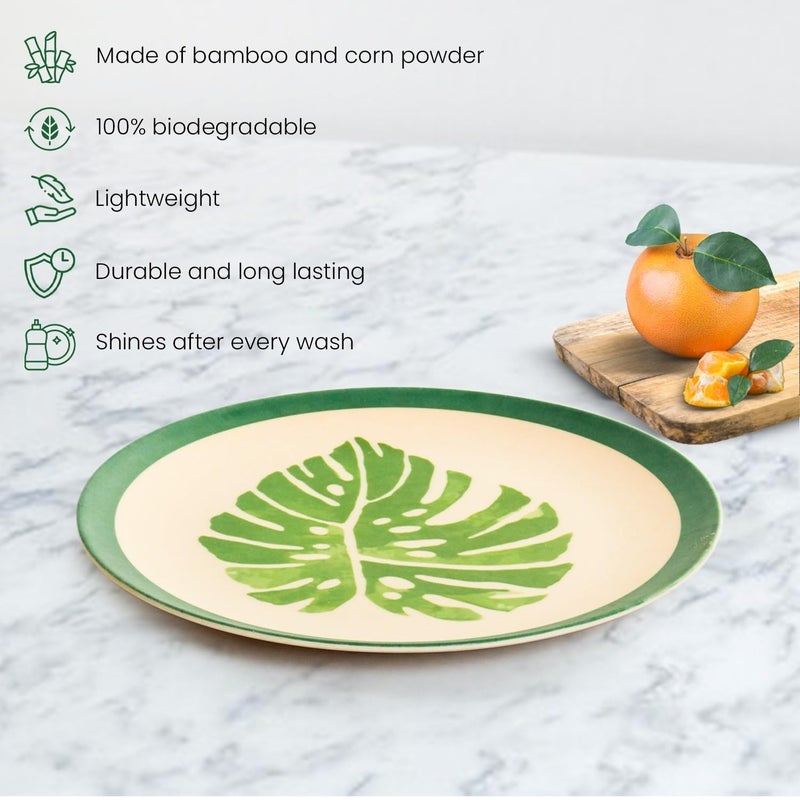 Red Butler EcoFriendly Bamboo Fiber Snack Plates Ideal for Daily use Snacks Featuring a Leaf Design Set of 4 Pieces Made of Natural Bamboo and Corn Powder - Image 3