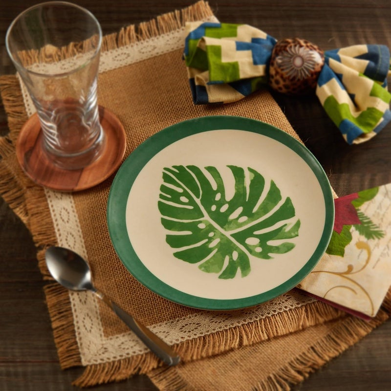 Red Butler EcoFriendly Bamboo Fiber Snack Plates Ideal for Daily use Snacks Featuring a Leaf Design Set of 4 Pieces Made of Natural Bamboo and Corn Powder - Image 2