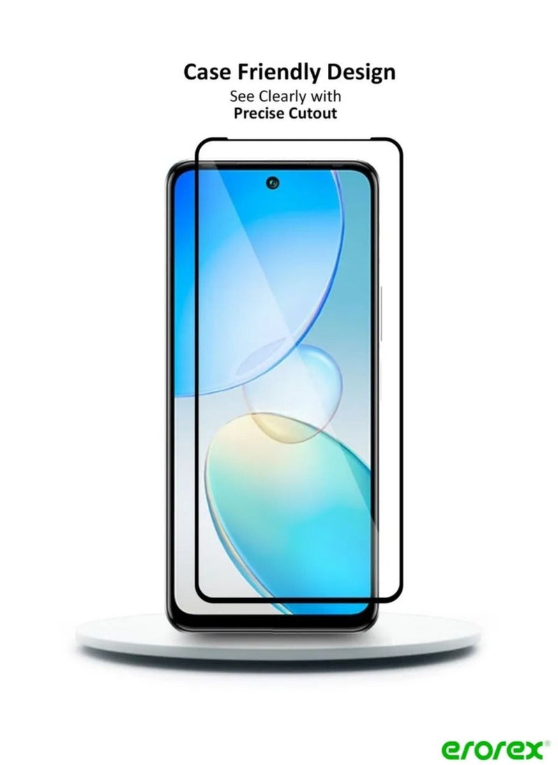 erorex - Tempered Glass Full Glue Screen Protector For Infinix Hot 12 Clear/Black - Image 1