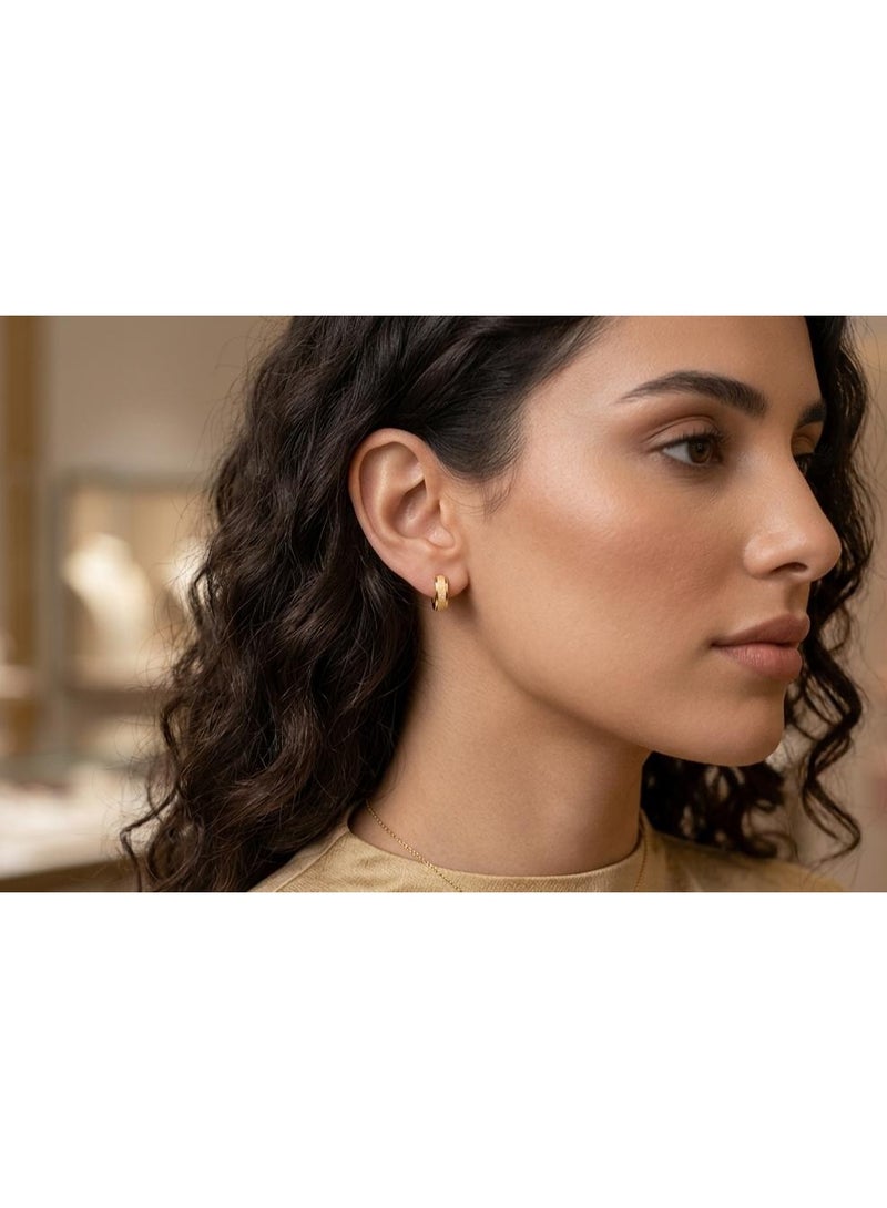 Luxuria A gold hoop earring featuring a textured or "frosted" finish in the center. Very similar options are available in stainless steel. - Image 2
