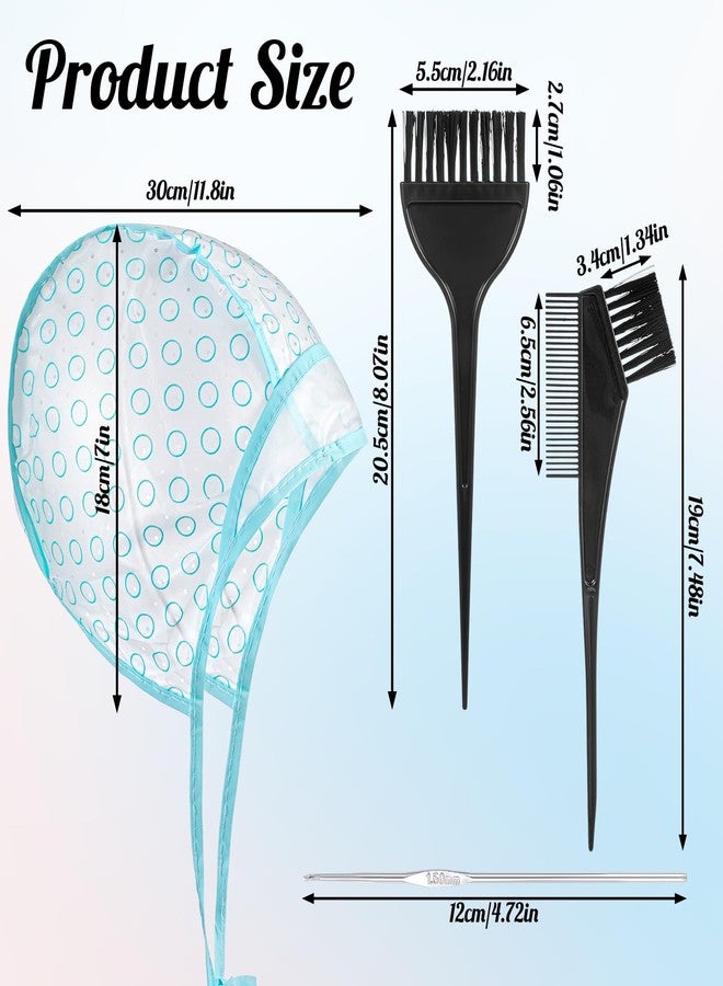 Guduling 8 Pcs Hair Highlighting Cap,Highlights Caps for Hair,Highlight Caps for Hairs with 3 Metal Hook and 2 Hairs Dye Comb & Brush for Salon & DIY Dyeing - Image 2