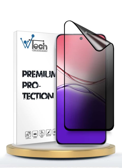Oppo A5 Pro 5G 2025 Premium Nano Ceramic Privacy Full Glue Full Cover Matte Flexible Screen Protector (MSCNMP) - Clear/Black
