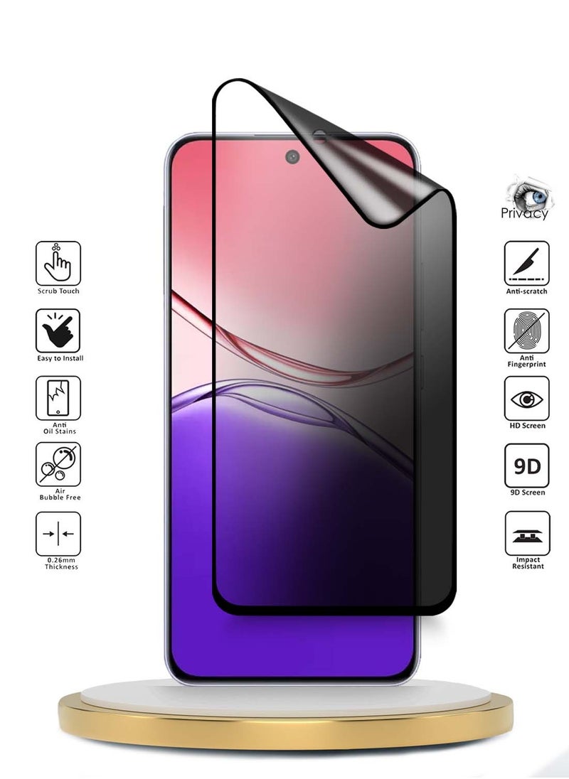 Wtech - Oppo A5 Pro 5G 2025 Premium Nano Ceramic Privacy Full Glue Full Cover Matte Flexible Screen Protector (MSCNMP) - Clear/Black - Image 1