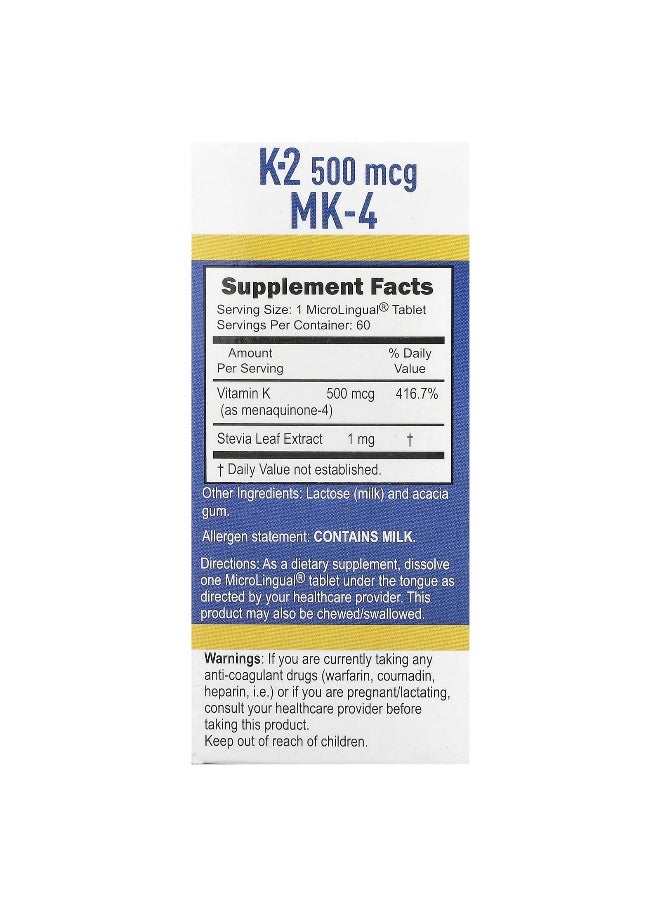 Superior Source Superior Source, Vitamin K-2, 500 mcg, 60 MicroLingual Instant Dissolve Tablets  - Image 2