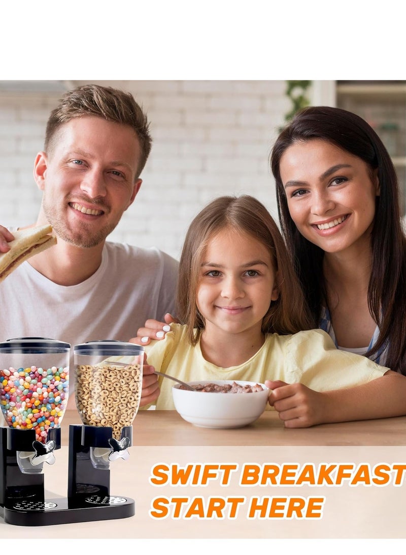 Festive Gallery Dual Cereal Dispenser 3.5Litre Classic Dry Food Canister, Dry Food Dispenser Control Storage Container, Great for Cornflakes, Candy, Nuts, Beans, Granola - Kitchen Storage Dispenser, (Black) - Image 2