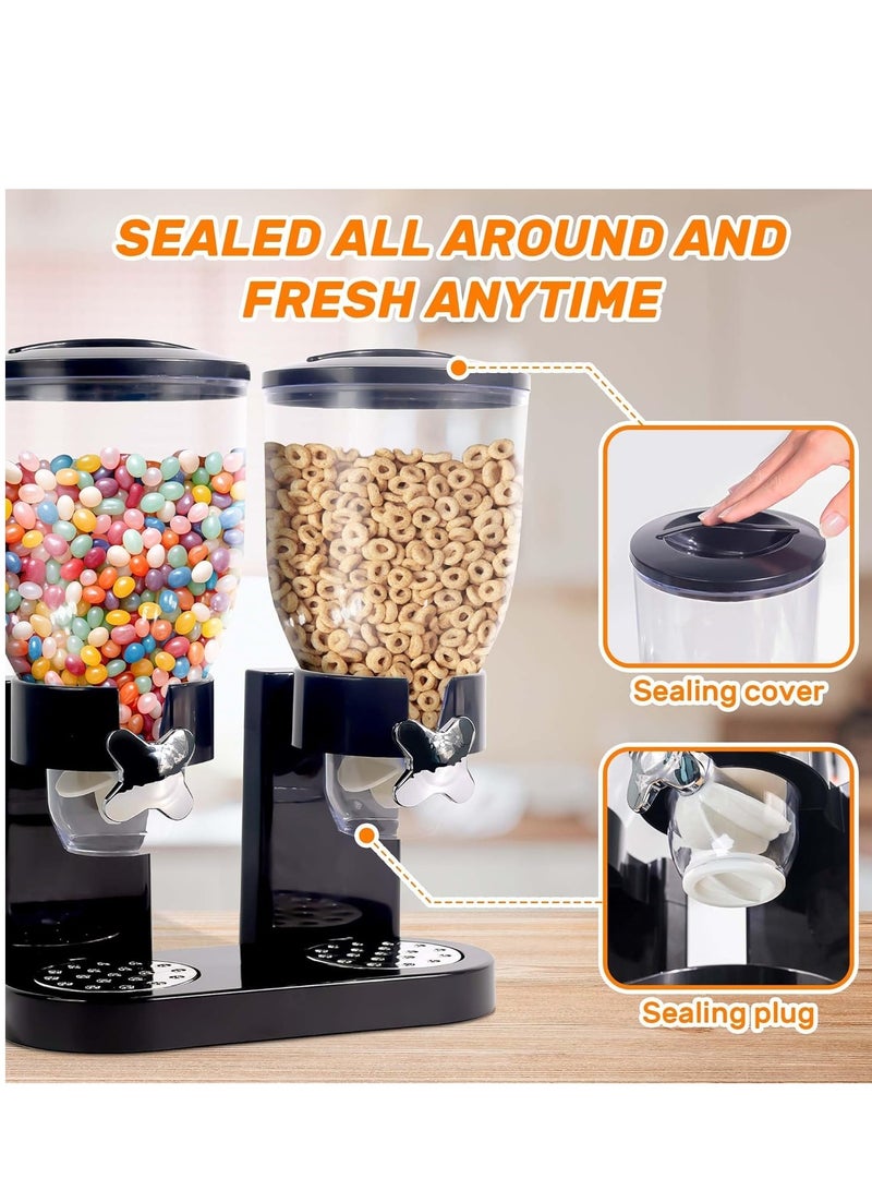 Festive Gallery Dual Cereal Dispenser 3.5Litre Classic Dry Food Canister, Dry Food Dispenser Control Storage Container, Great for Cornflakes, Candy, Nuts, Beans, Granola - Kitchen Storage Dispenser, (Black) - Image 3