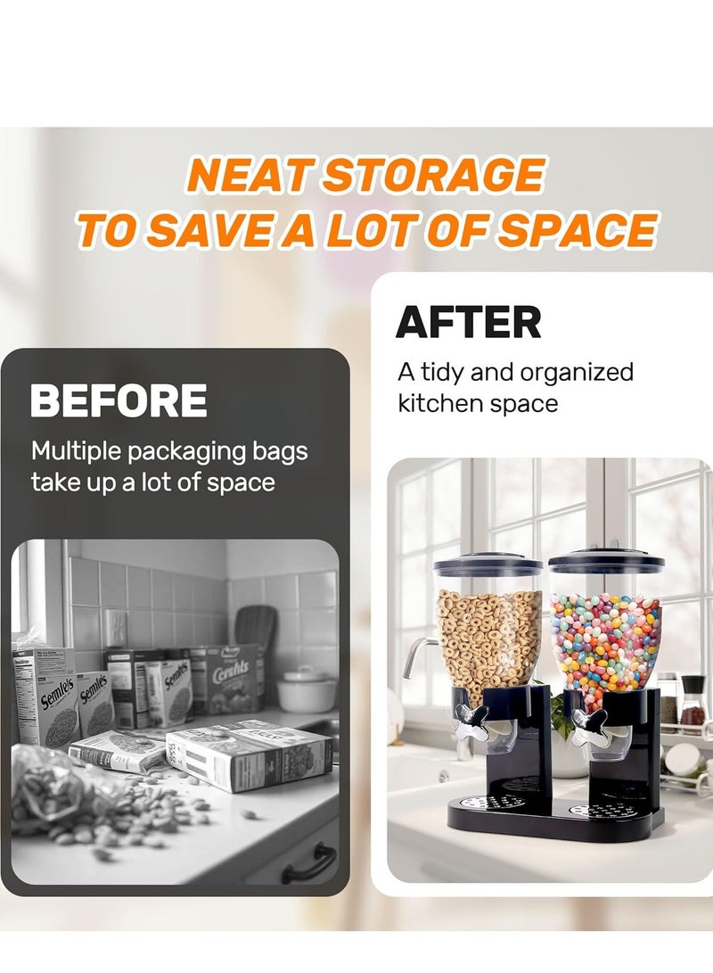 Festive Gallery Dual Cereal Dispenser 3.5Litre Classic Dry Food Canister, Dry Food Dispenser Control Storage Container, Great for Cornflakes, Candy, Nuts, Beans, Granola - Kitchen Storage Dispenser, (Black) - Image 4