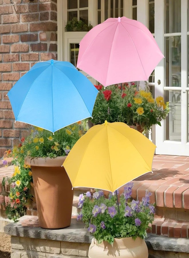 Tryly 3Pcs Plant Umbrellas for Outdoor Plants,Garden Umbrella Shade for Potted Plants and Garden Beds,Provide Shade to Defend Plants From Blazing Sun (1Yellow 1Pink 1Blue) - Image 1