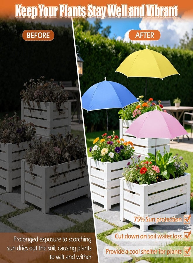 Tryly 3Pcs Plant Umbrellas for Outdoor Plants,Garden Umbrella Shade for Potted Plants and Garden Beds,Provide Shade to Defend Plants From Blazing Sun (1Yellow 1Pink 1Blue) - Image 2