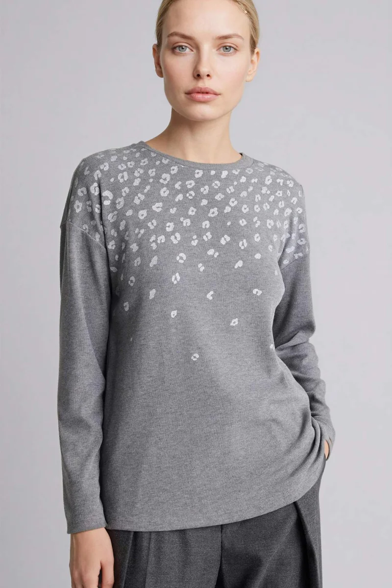 ديفاكتو Regular Fit Crew Neck Stone Print T-Shirt