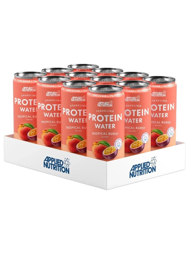 Applied Nutrition Sparkling Protein Water with Vitamin C & Coconut Water Powder, Tropical Burst, 330ml – 10g Protein, Dairy & Gluten Free pack of 12 - Image 1