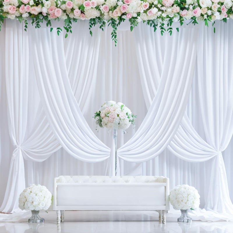 NSSONBEN 10ftÃ—20ft White Ceiling Drapes for Weddings Parties,2 Panels 5Ã—20ft Long Ceiling Curtain for Tent Canopy,Wrinkle Free Silk Easy to Draping&Hang White Drapes for Event Church Stage Photo Bedroom - Image 2