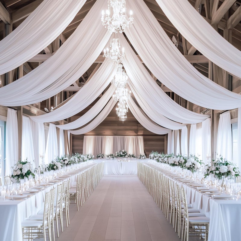 NSSONBEN 10ftÃ—20ft White Ceiling Drapes for Weddings Parties,2 Panels 5Ã—20ft Long Ceiling Curtain for Tent Canopy,Wrinkle Free Silk Easy to Draping&Hang White Drapes for Event Church Stage Photo Bedroom - Image 4