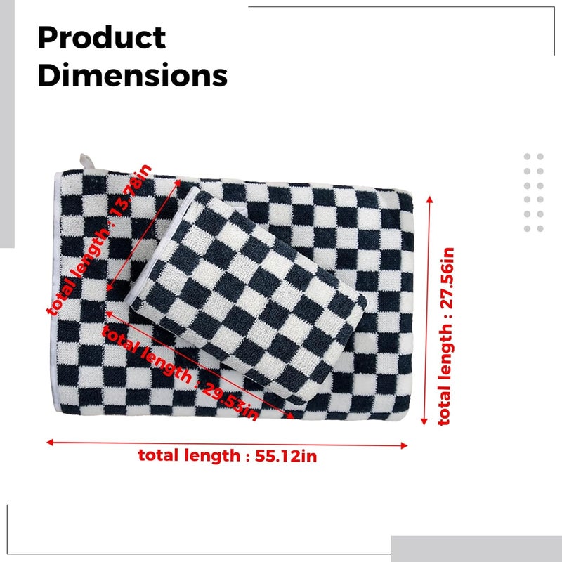 2 Pcs Towels Set, Blue and White Check Plaid, Soft Coral Fleece Hand and Bath, Highly Water-Absorbing, Quick Drying - Image 4