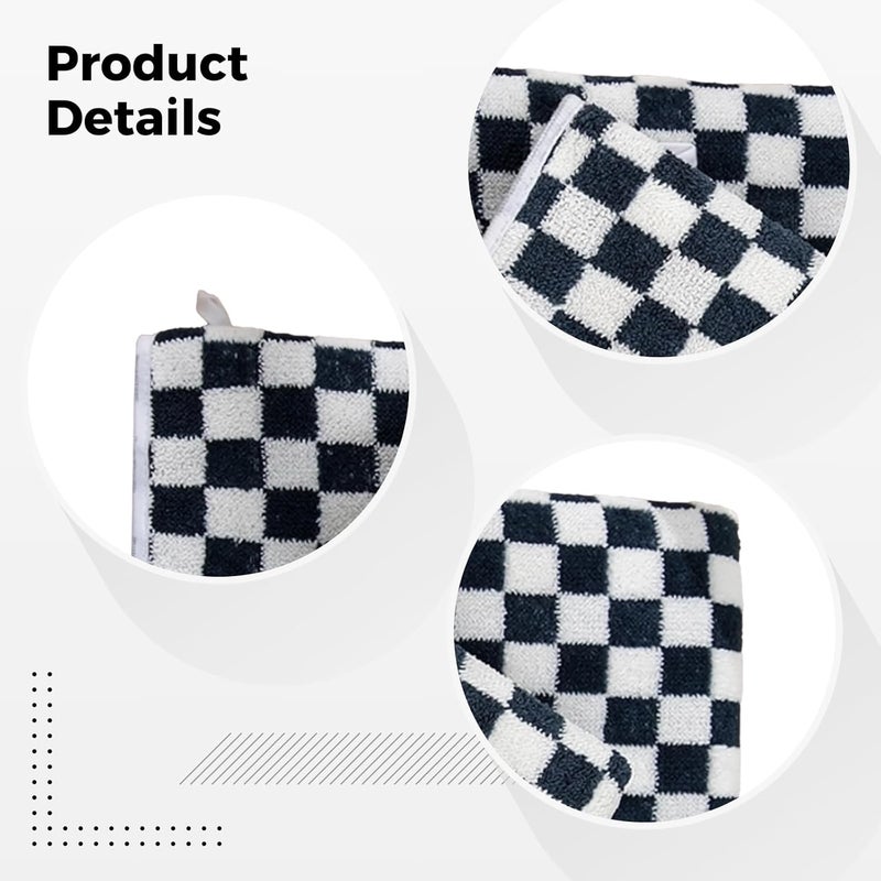2 Pcs Towels Set, Blue and White Check Plaid, Soft Coral Fleece Hand and Bath, Highly Water-Absorbing, Quick Drying - Image 2