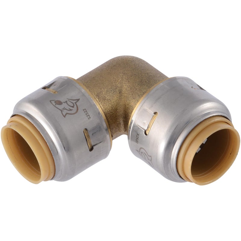 SharkBite Max 1/2 x 1/2 in PTC 90-Degree Elbow, Push-to-Connect Brass Plumbing Fitting, UR248A - Image 1
