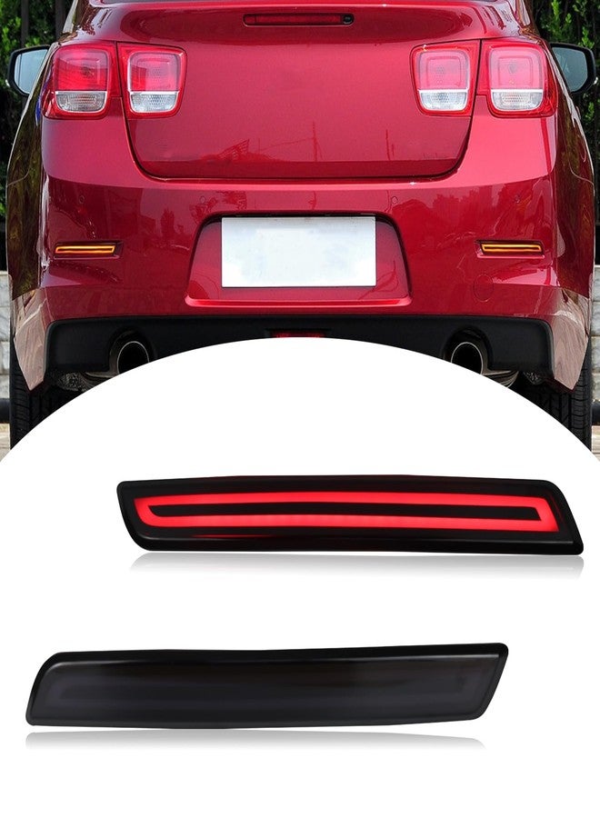 BINQIGOO LED Rear Bumper Reflector Light Compatible with Chevrolet Chevy Malibu 2013-2015 Daytime Running Light Turn Signal Tail Brake Fog Lamp Accessories(Smoked) - Image 1