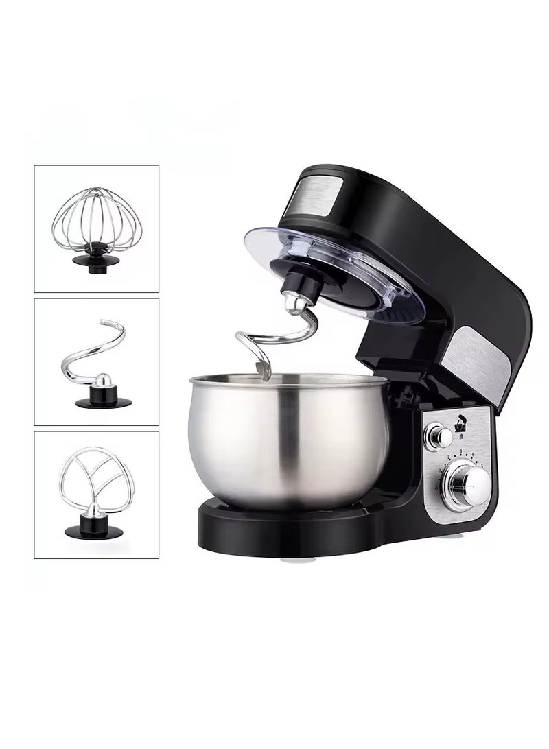 Biwhale ماكينة خلط المطبخ، سعة 3 لتر، وعاء من الفولاذ المقاوم للصدأ، 6 إعدادات للسرعة للحصول على نتائج خبز مثالية، خلط وعجن سهل، SC-205A أسود - Image 1