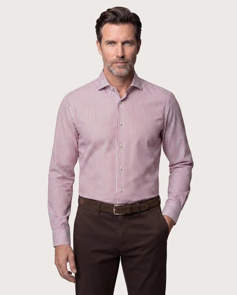 كاميتشسما Striped Poplin Non Iron Shirt