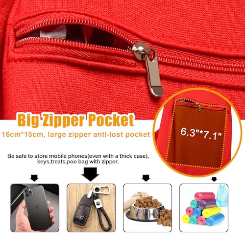 Tomkas Small Dog Cat Sling Carrier Puppy Purse Travel Wrap Soft Crossbody Pet Bag Red M Zip Pocket Classic Strap - Image 3