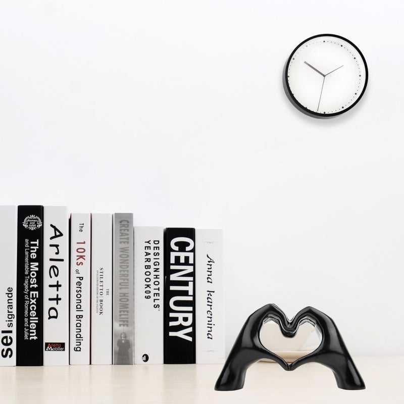 Lynagert Small Heart Hands Sculpture Decor for Living Room Bedroom Bookshelf Coffe Table and Office Display, Love Finger Statue Modern Aesthetic Home Decor, Unique Gift for Wedding Christmas Birthday (Black) - Image 2