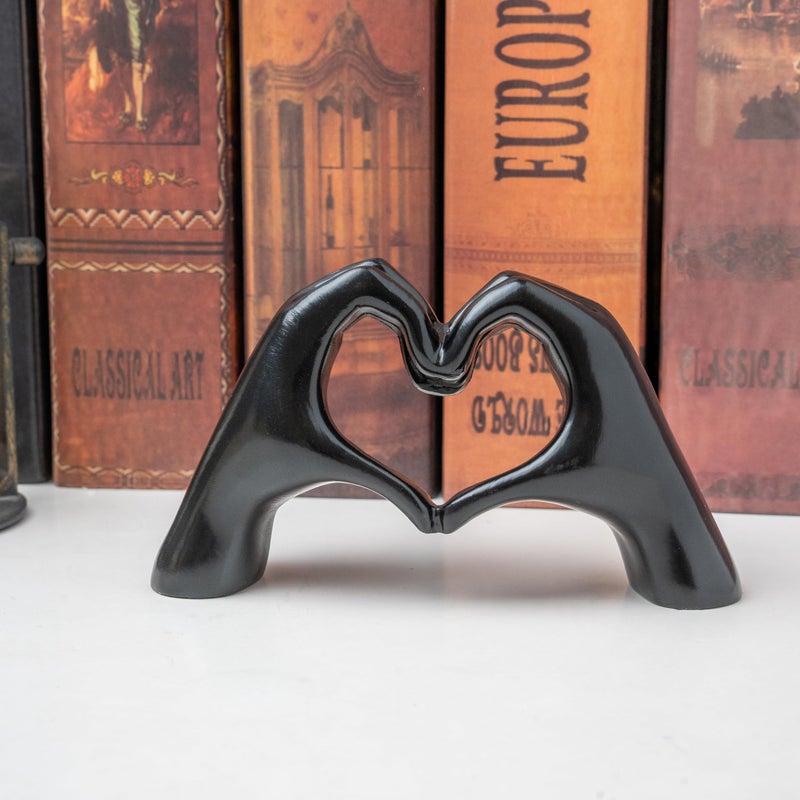 Lynagert Small Heart Hands Sculpture Decor for Living Room Bedroom Bookshelf Coffe Table and Office Display, Love Finger Statue Modern Aesthetic Home Decor, Unique Gift for Wedding Christmas Birthday (Black) - Image 5