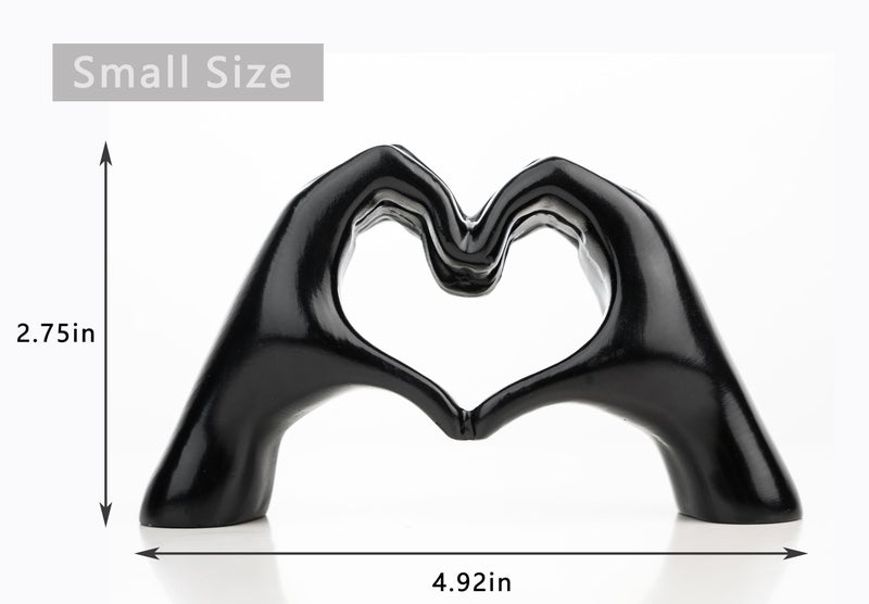 Lynagert Small Heart Hands Sculpture Decor for Living Room Bedroom Bookshelf Coffe Table and Office Display, Love Finger Statue Modern Aesthetic Home Decor, Unique Gift for Wedding Christmas Birthday (Black) - Image 4