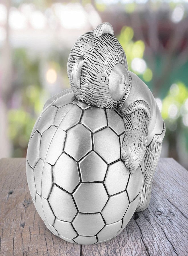 Beufee Cute Piggy Bank for Boys, Soccer Piggy Bank Metal Soccer Coin Bank Sports Money Box Football Money Box Little Bear Coin Piggy Bank - Image 2