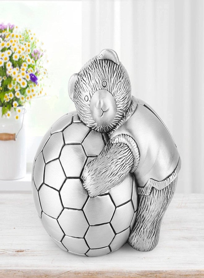 Beufee Cute Piggy Bank for Boys, Soccer Piggy Bank Metal Soccer Coin Bank Sports Money Box Football Money Box Little Bear Coin Piggy Bank - Image 3