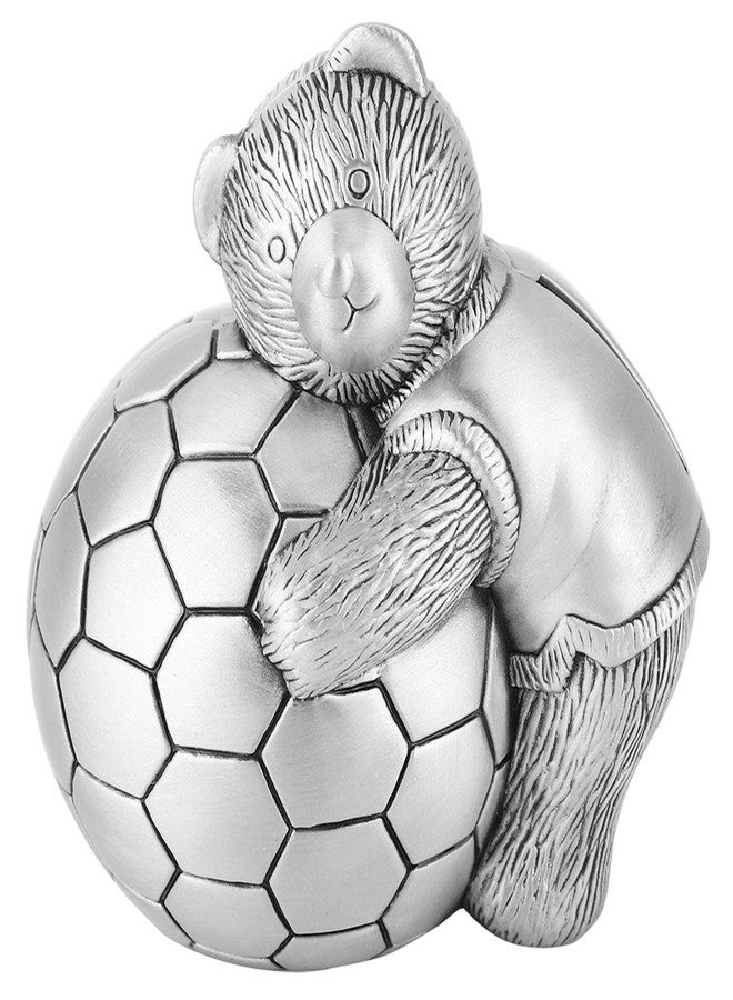 Beufee Cute Piggy Bank for Boys, Soccer Piggy Bank Metal Soccer Coin Bank Sports Money Box Football Money Box Little Bear Coin Piggy Bank - Image 1