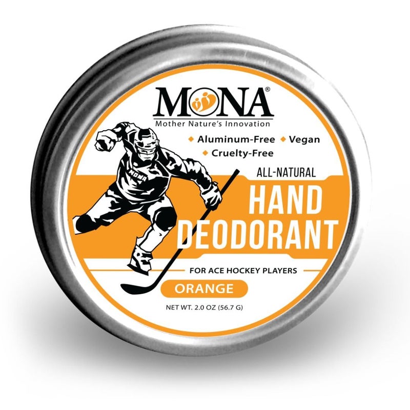 MONA BRANDS All Natural HAND DEODORANT for Ace Hockey Players | For athletes who wear gloves | Vegan, Non-GMO, and Cruelty free | ORANGE Scent | 2.0 oz. (1 Unit ORANGE, Full Size (2.0 oz.)) - Image 2