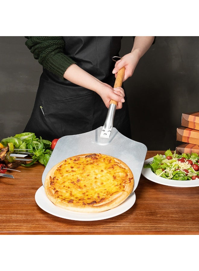 Restaurantware Met Lux 14 x 12 Inch Pizza Peel, 1 Durable Pizza Paddle - With Wooden Handle, For Home or Commercial Ovens, Aluminum Pizza Spatula, Use For Dough, Bread, or Pastries, - Image 5