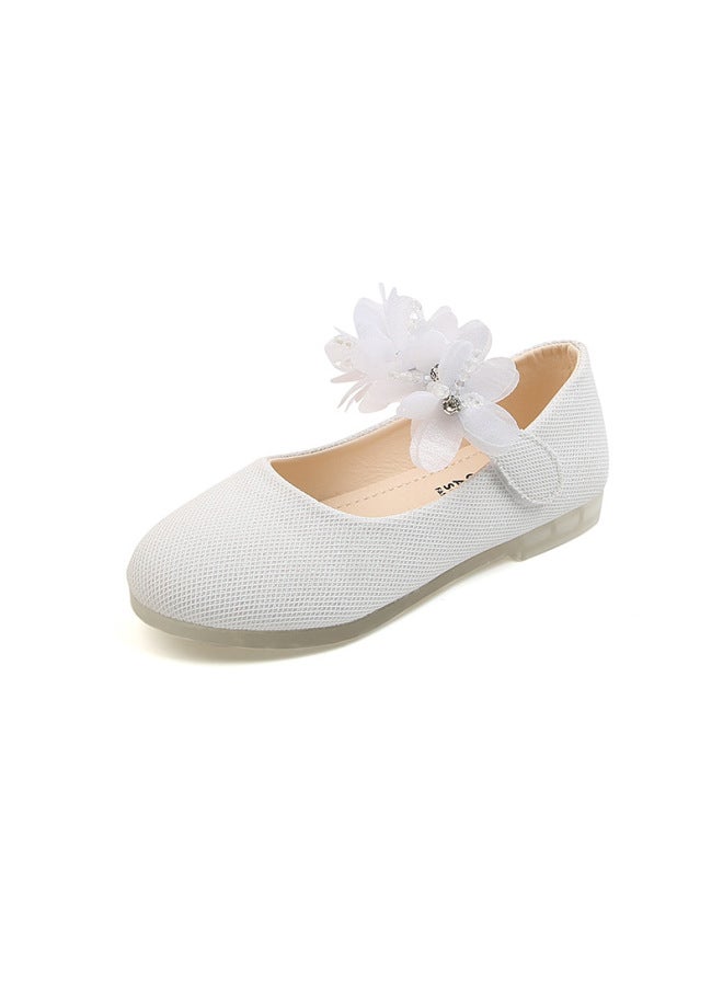 New Solid Color Girls' Rhinestone String Flower Small Shoes Children's Flat Shoes Korean Style Small Leather Shoes Girls Dance Shoes