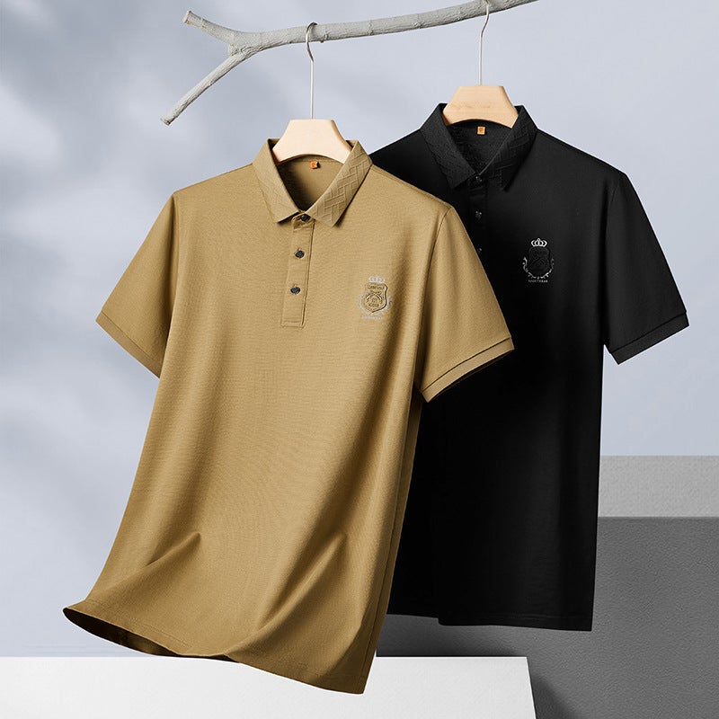 Fat brother 2024 summer new men's plus fat plus size fashion casual lapel short sleeve T-shirt a generation of hair - Image 4